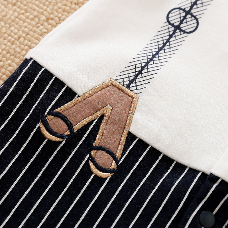Baby Bowtie Striped Cotton Jumpsuit