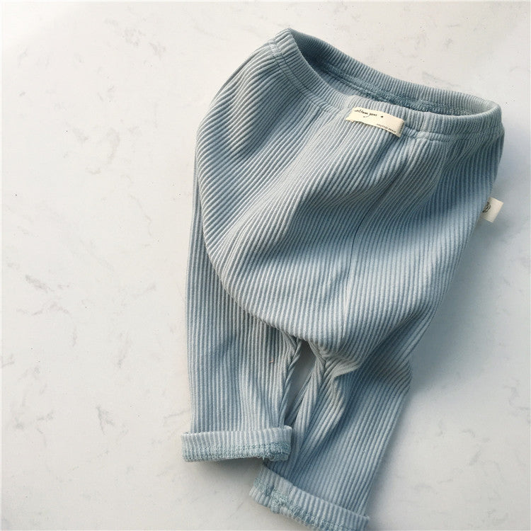 Casual Baby Threaded Elastic Leggings