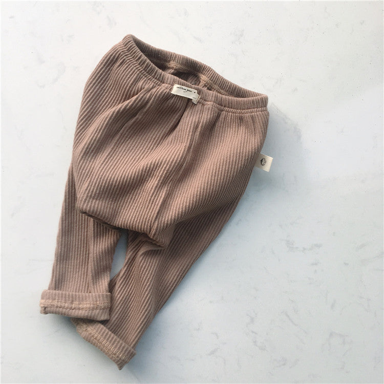 Casual Baby Threaded Elastic Leggings
