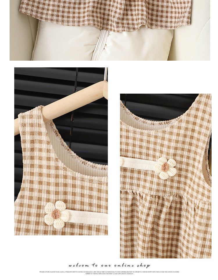 Long-sleeved Baby Girl Round-Neck Dress Suit