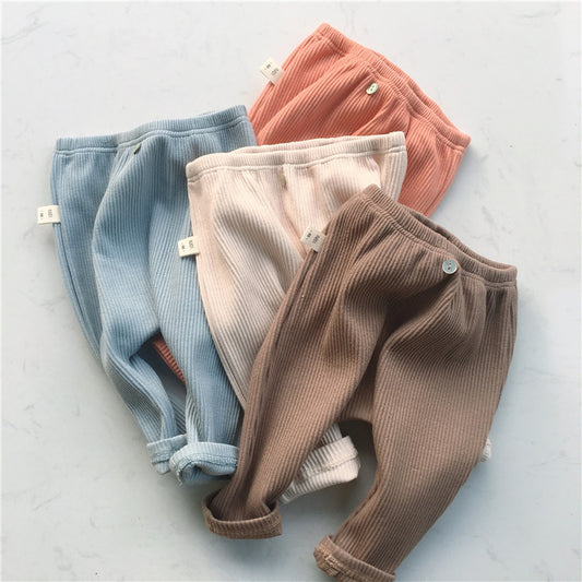 Casual Baby Threaded Elastic Leggings