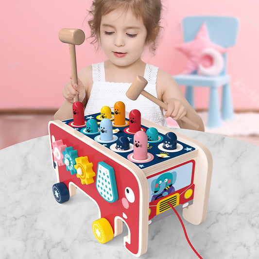 Animal Wooden Bus Toddlers Toy Set For Children