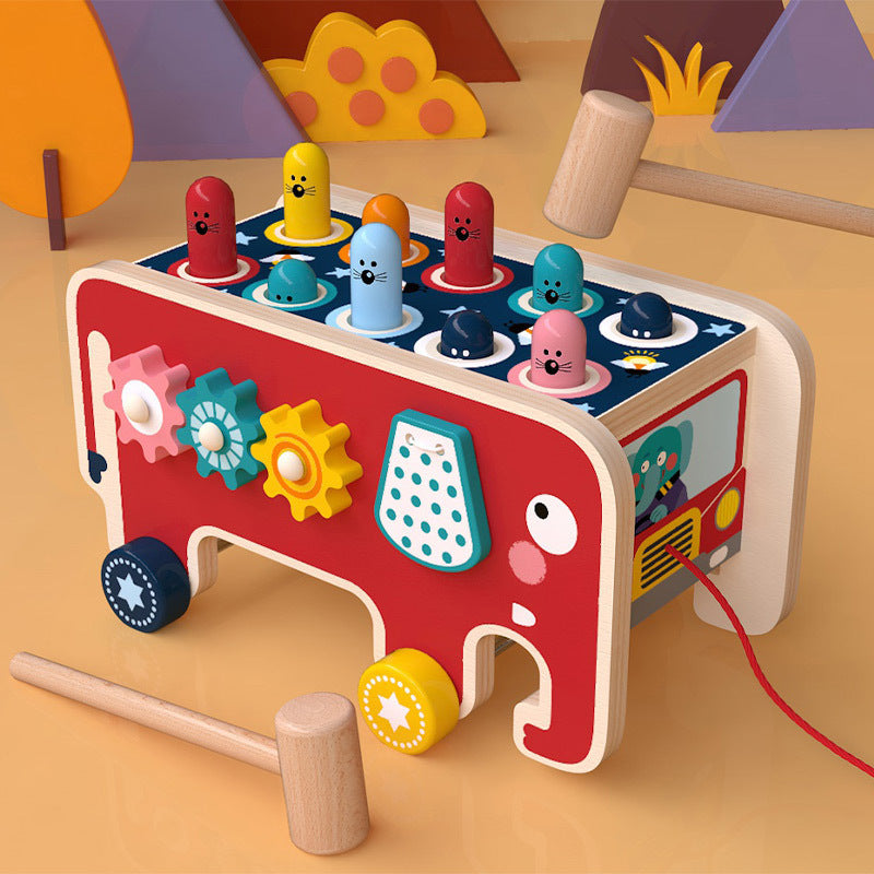 Animal Wooden Bus Toddlers Toy Set For Children
