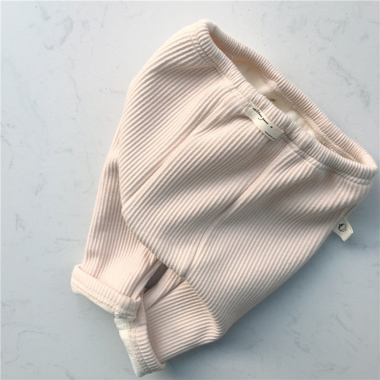 Casual Baby Threaded Elastic Leggings